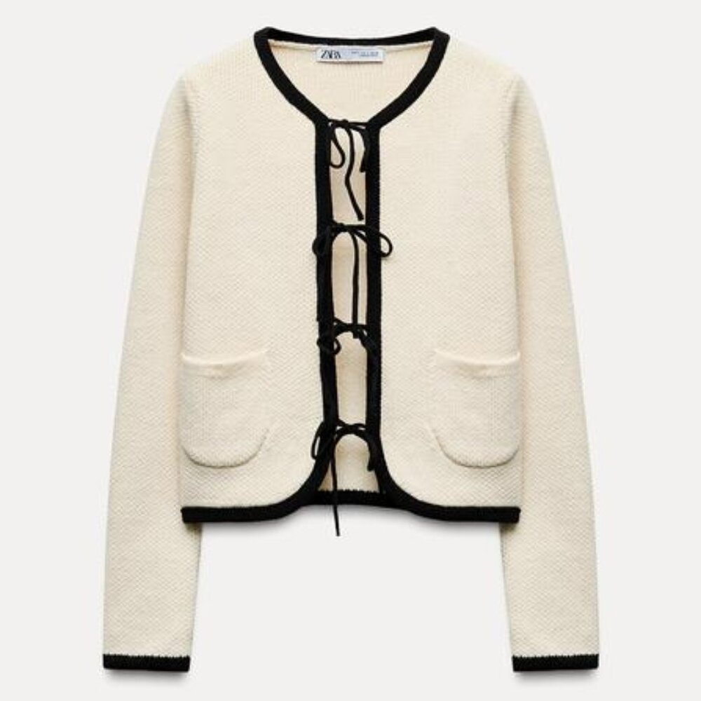 NWT Zara Knit Cardigan with Ties SIZE L